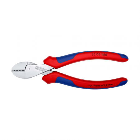Cable cutters - KNIPEX X-Cut, Diagonal Cutter,  Double supported joint axis, 160mm, multi-component handle, Ø 4,8 mm, KNIPEX 73 05 160