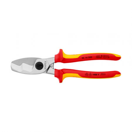 KNIPEX Hand Tools - KNIPEX Cable Shears, VDE 1000 V, with twin cutting edge, 200mm, 95 16 200