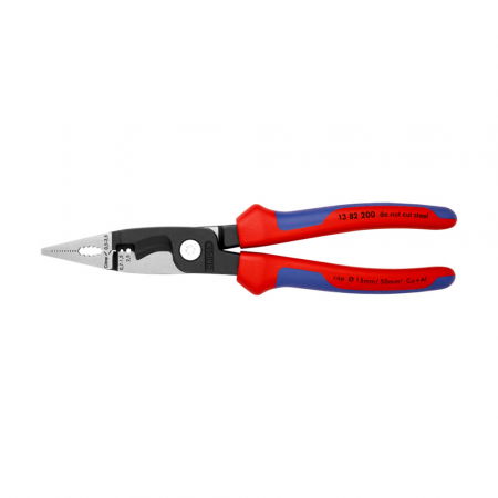 KNIPEX Hand Tools - Multifunctional pliers, stripping, ferrule crimping, multi-component handle, for electricians, 200mm, KNIPEX 13 82 200