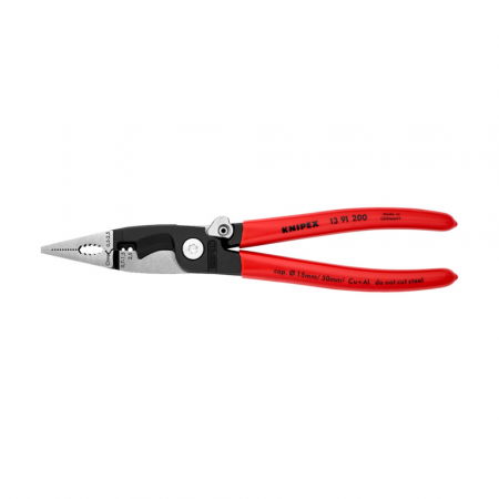 KNIPEX Hand Tools - Multifunctional pliers, stripping, ferrule crimping, intelligent locking mechanism, for electricians, 200mm, KNIPEX 13 91 200