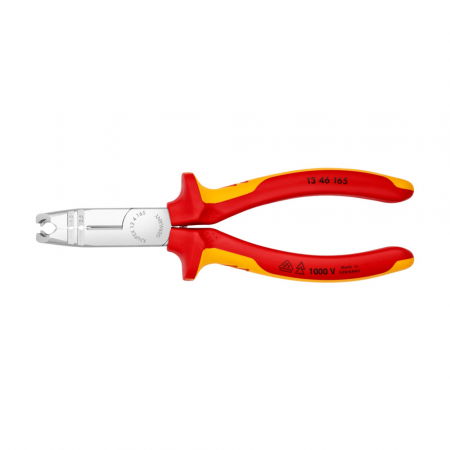 Wire stripping pliers - Stripping pliers, cutting, sleeve removal, VDE 1000 V tested, Multicomponent handle, for electricians, 165mm, KNIPEX 13 46 165