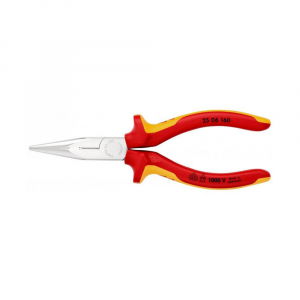 VDE plier - Semi-round long nose side cut pliers VDE, chrome, KNIPEX 25 06 160, 160 mm