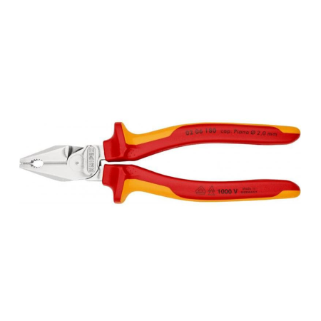 Combined patent pliers VDE 1000 V, large lever, multicomponent handle, 180mm,  KNIPEX 02 06 180 [0]