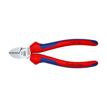 Tools - Diagonal Cutter, chrome plated, plastic handle, 160mm, KNIPEX 70 01 70 05 160