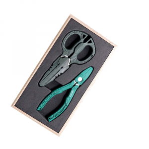 Scule de mana electricieni - Foarfeca multifunctionala ENGINEER PH-55, cleste patent combinat extragere suruburi uzate ENGINEER PZ-58, masca PZ-58, cutie cadou din lemn pauwlonia, fabricat in Japonia PGT03