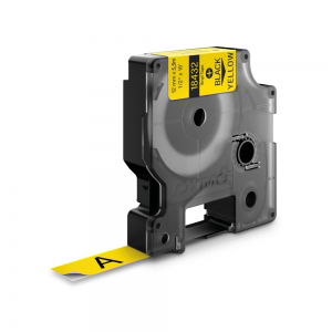 Labels - Industrial vinyl label 12mm x 5.5m Black/yellow DYMO ID1 18432