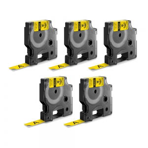 Labels - Set 5 Industrial vinyl label 12mm x 5.5m Black/yellow DYMO ID1 18432