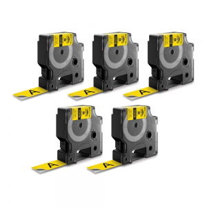 Labels - Set 5 Industrial vinyl label 19mm x 5.5m Black/yellow DYMO ID1 18433 S0718471