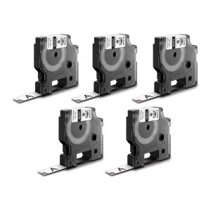 Labels - Set 5 Polyester industrial labels12mm x 5.5m Black/white DYMO ID1 18483 S0718210