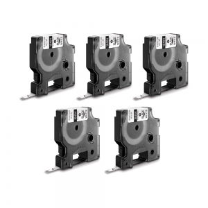 Labels - Set 5 Polyester industrial labels 19mm x 5.5m Black/white DYMO ID1 18484 S0718220