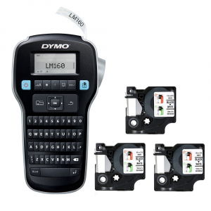 compari.ro - MaÅŸinÄƒ de etichetat - Start kit Dymo LabelManager 160 label maker and 3 x Dymo D1 Original tape 12mm x 7m, Black/White S0946320, S0720530