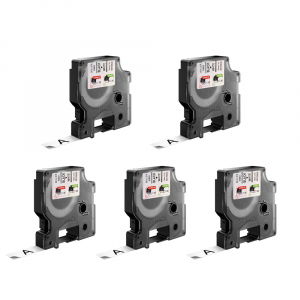 Labels - Set 5 Standard labels 12mm x 7m Black/white DYMO LabelManager D1 S0720530 45013