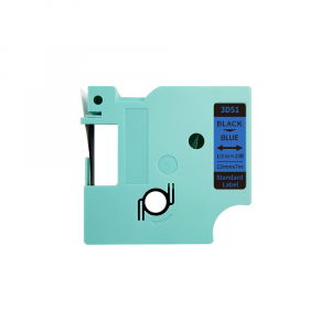 Aimo D1600 compatible Labels - AIMO universal labels 12mm x 7m, black/blue, polyester adhesive, thermal transfer, AIMO D1600, 3D51, S0720560, 45016