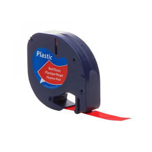 LetraTag Labels - Red plastic labels 12mm x 4m compatible Dymo Letratag 91203 S0721630, also works with AIMO P12 Printer