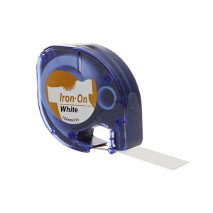 Labels - Iron-On clothes labels 12mm x 2m black/white compatible Dymo 18769 S0718850 18773 18777, also works with AIMO P12 printer