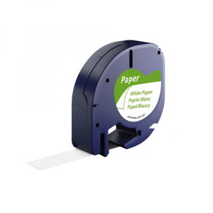 Labels - White paper jar labels 12mm x 4m compatible Dymo Letratag 91200 S0721510, also works with AIMO P12 Printer