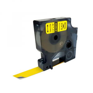 Labels - Yellow vinyl labels 12mm x 5.5m compatible Dymo 18432