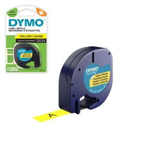 Labels - Original yellow plastic labels 12mm x 4m DYMO LetraTag 91202 S0721620
