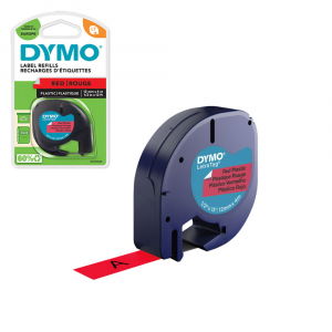Labels - Original red plastic labels 12mm x 4m DYMO LetraTag 91203 S0721630