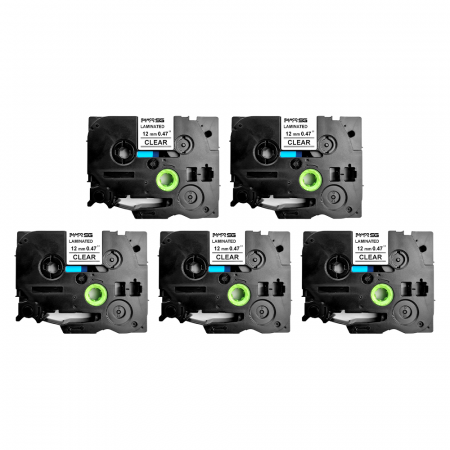 Etichete Brother TZe P-Touch - Set 5 Etichete SG compatibile Brother TZe-131 12mm x 8m Negru Transparent Sanco Grup SG
