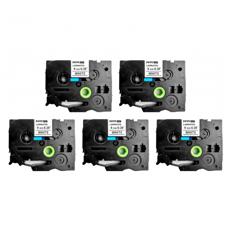 Brother Compatible TZe Tapes - Set 5 Compatible SG Labels Brother TZe-221 9mm x 8m Black White Sanco Group SG