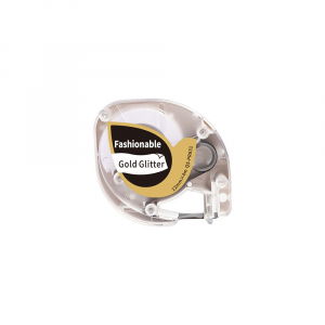 Aimo P12 LetraTag Labels - Dymo Letratag glitter labels black/gold compatible 12mm x 4m AIMO S0721660 91201 91221