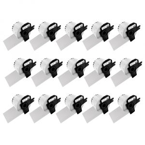Etichete - Set 15 Etichete modul continuu DK-22205 albe 62mm x 30.48m suport plastic inclus compatibile Brother DK-22205 DK22205