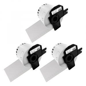 Etichete - Set 3 Etichete modul continuu DK-22205 albe 62mm x 30.48m suport plastic inclus compatibile Brother DK-22205 DK22205