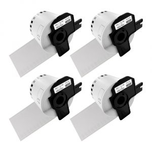 Etichete - Set 4 Etichete modul continuu DK-22205 albe 62mm x 30.48m suport plastic inclus compatibile Brother DK-22205 DK22205
