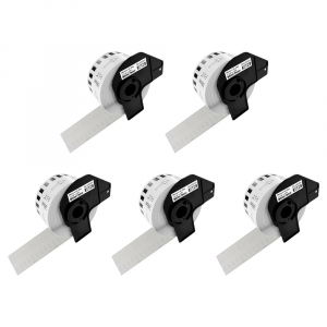 Etichete - Set 5 Etichete medii modul continuu DK-22225 albe 38mm x 30.48m suport plastic inclus compatibile Brother DK-22225 DK22225