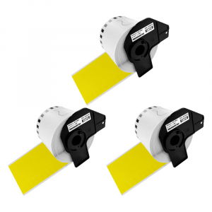 Brother Labels - Set 3 Labels modul continuu DK-44605 yellowe repozitionabile 62mmx30.48m plastic holder included compatible Brother DK-44605 DK44605