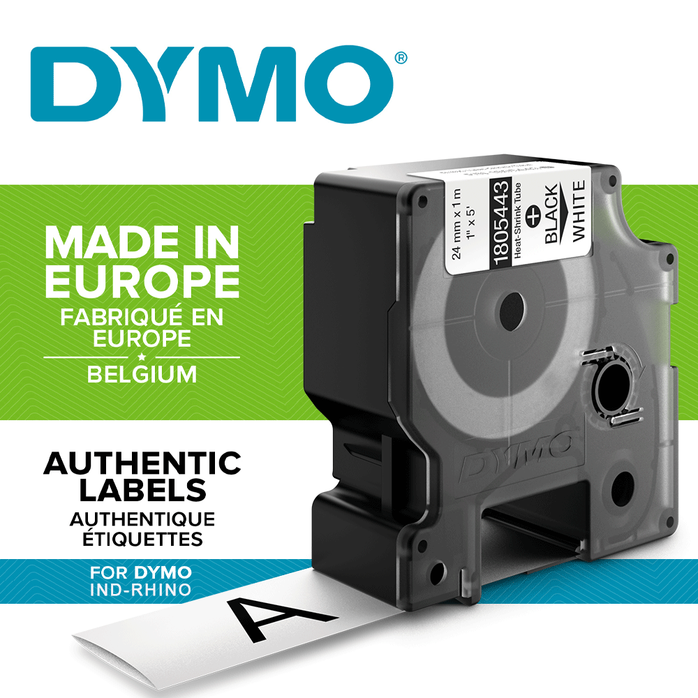 Labels - Heat shrink tube labels DYMO DYMO ID1 24mm x 1.5m Black/white 1805443