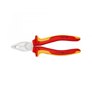 Hand tools - Combined patent with insulated handles VDE 1000 V, chrome plated, KNIPEX 03 06 180, 180 mm