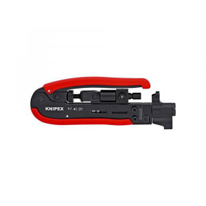 Clesti pentru sertizare cablu coaxial - Cleste sertizat prin compresie mufe F, BNC, RCA cablu coaxial KNIPEX 97 40 20 SB, 175 mm
