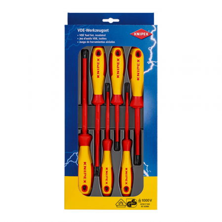 Scule de mana - Set KNIPEX, 6 x surubelnita VDE, 3.0-6.5mm, maner bicomponent, 1000 V, 00 20 12 V01