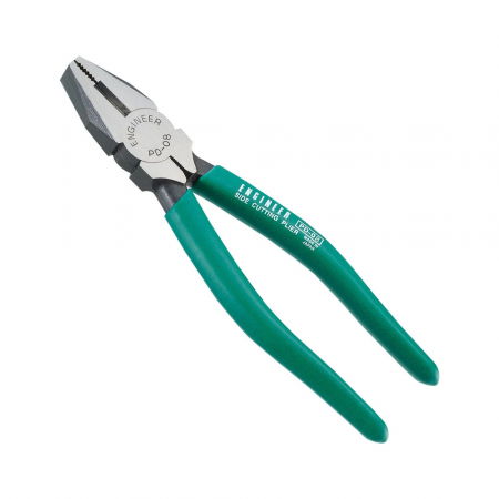 Scule de mana - Patent electrician taiere laterala ENGINEER PD-08, manere verzi, elastomer, 210 mm, Fabricat in Japonia