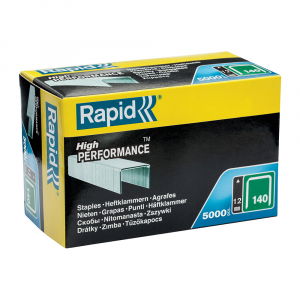 Packaging fixing staples - Rapid 140/12 High Performance staples, galvanised flat wire, roofing, 5000 staples/carboard box 11912311