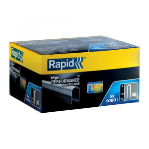 Manual Staplers or Tackers - Rapid 36/14 mm white Cable Staples, High Performance, galvanized, semicircular, divergent, 5000 staples/box 11886911