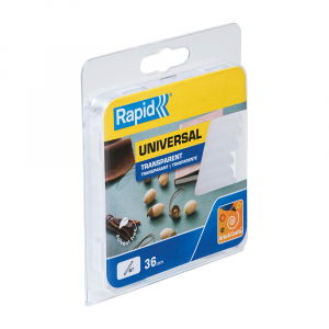 Rapid 7 mm Glue Sticks Fun to Fix Arts and Crafts clear, Universsal, Ø7mm x 90mm, EVA basis, 36 pcs/blister 40107350 [10]
