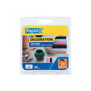Rapid Glue Sticks - Rapid 7 mm Glue Sticks Glitter (Black, White, Pink), Universal, Ø7mm x 90mm, EVA basis, 36 pcs/blister 5001422