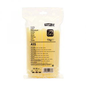 Rapid Glue Sticks - Rapid ASS Professional Glue Stick yellow, Ø12mm x 190mm, EVA basis, 1 kg/bag 40302787