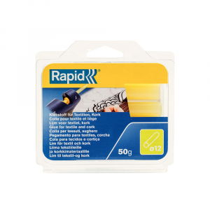 Rapid Glue Sticks - Rapid Professional Glue Stick Textile, Lether, Suedine, yellow, Ø12mm x 94mm, EVA basis, 50g/blister 40107353