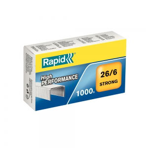 Capse de birou - Capse Rapid 26/6 Strong, otel galvanizat, 1000 bucati/cutie 24861400