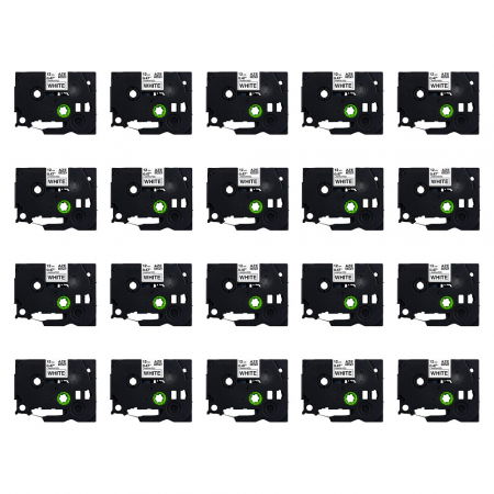 Brother Labels - Set of 20 compatible labels Brother TZe-231 High Quality 12mm x 8m Black/White AIMO black box