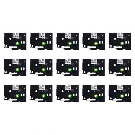 Brother Labels - Set of 15 compatible labels Brother TZe-231 High Quality 12mm x 8m Black/White AIMO black box