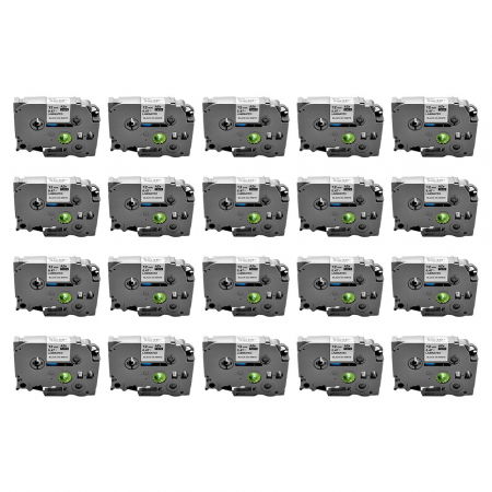 Labels - Set of 20 compatible labels Brother TZe-231 12mm x 8m black/white gray box