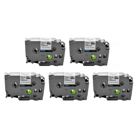 Labels - Set of 5 compatible labels Brother TZe-231 12mm x 8m black/white gray box