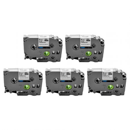 Brother Compatible TZe Tapes - Set of 5 x Compatible labels Brother TZe-221 9mm x 8m black/white gray box