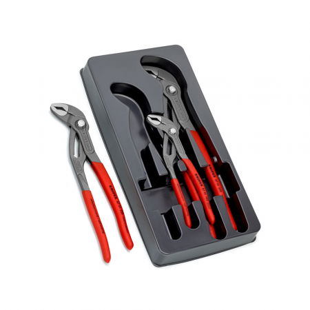 KNIPEX Hand Tools - Knipex Cobra High-tech Set, 3 x Adjustable Pliers, for Plumbers, Self-Locking Device, Multi-Component Handles, 180-300mm, 002009V02