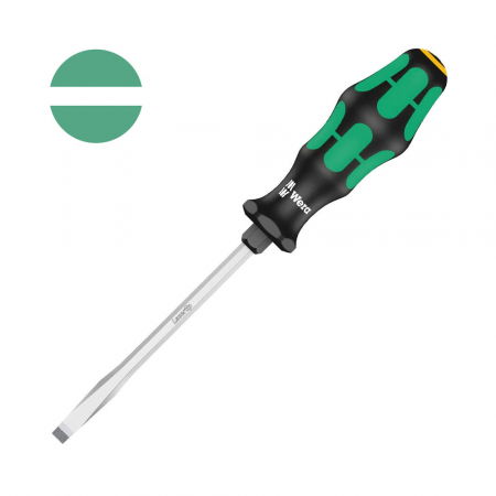 Hand tools - Wera Electrician Screwdriver 334 SK slotted 1.2 x 6.5 x 6 x 10 x 125 x 105 with Lasertip green anti-roll handle 05007674001